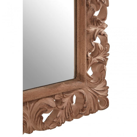 Antique Brown Arc Leaf Wall Mirror, Mirrored Glass, Brown