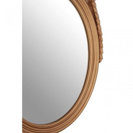 Gold Finish Oval Acanthus Leaf Wall Mirror, Mirrored Glass, Gold
