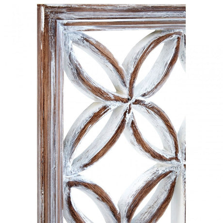 Antique White Lattice Frame Wall Mirror, Mirrored Glass, White