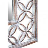 Antique White Lattice Frame Wall Mirror, Mirrored Glass, White