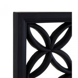Square Black Lattice Frame Wall Mirror, Mirrored Glass, Black