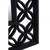 Square Black Lattice Frame Wall Mirror, Mirrored Glass, Black