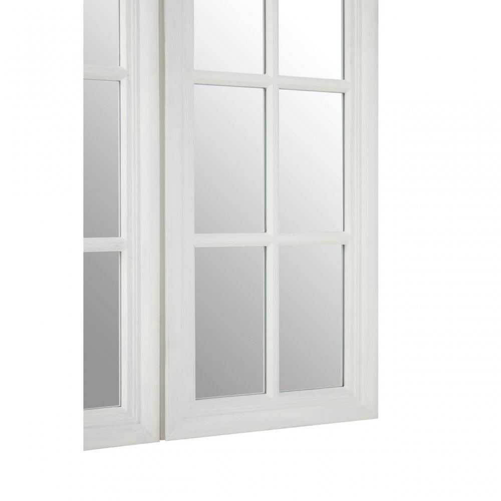 Flat Wood White Finish Mirror, Mirrored Glass, Wood, White