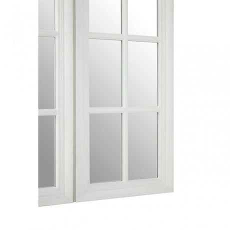 Flat Wood White Finish Mirror, Mirrored Glass, Wood, White