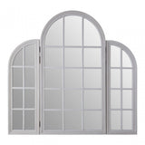 Flat Wood Grey Finish Mirror, Mirrored Glass, Wood, Grey