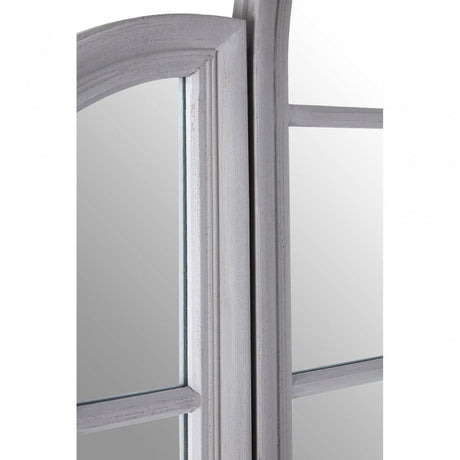 Flat Wood Grey Finish Mirror, Mirrored Glass, Wood, Grey