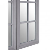 Flat Wood Grey Finish Mirror, Mirrored Glass, Wood, Grey