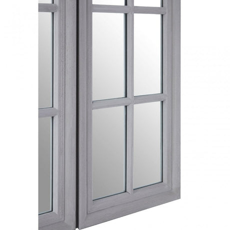 Flat Wood Grey Finish Mirror, Mirrored Glass, Wood, Grey