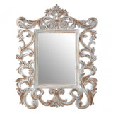 Antique Grey Fleur-De-Lis Wall Mirror, Mirrored Glass, Grey