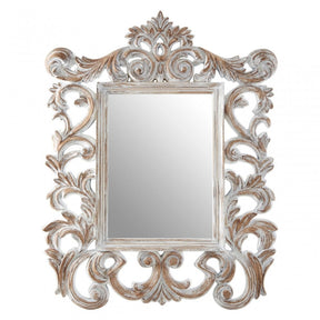 Antique Grey Fleur-De-Lis Wall Mirror, Mirrored Glass, Grey