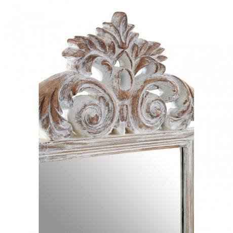Antique Grey Fleur-De-Lis Wall Mirror, Mirrored Glass, Grey