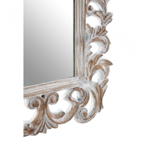 Antique Grey Fleur-De-Lis Wall Mirror, Mirrored Glass, Grey