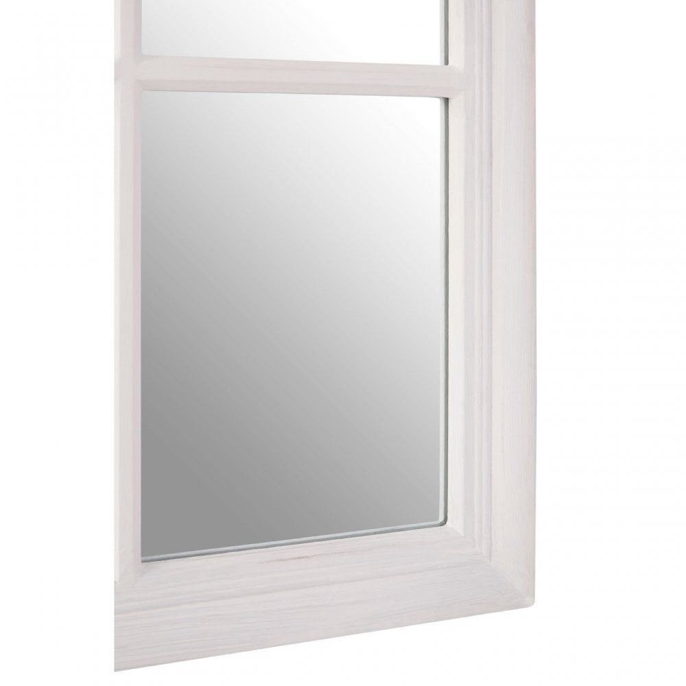 Antique White Flat Wood Wall Mirror, Mirrored Glass, Wood, White