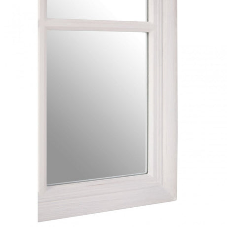 Antique White Flat Wood Wall Mirror, Mirrored Glass, Wood, White