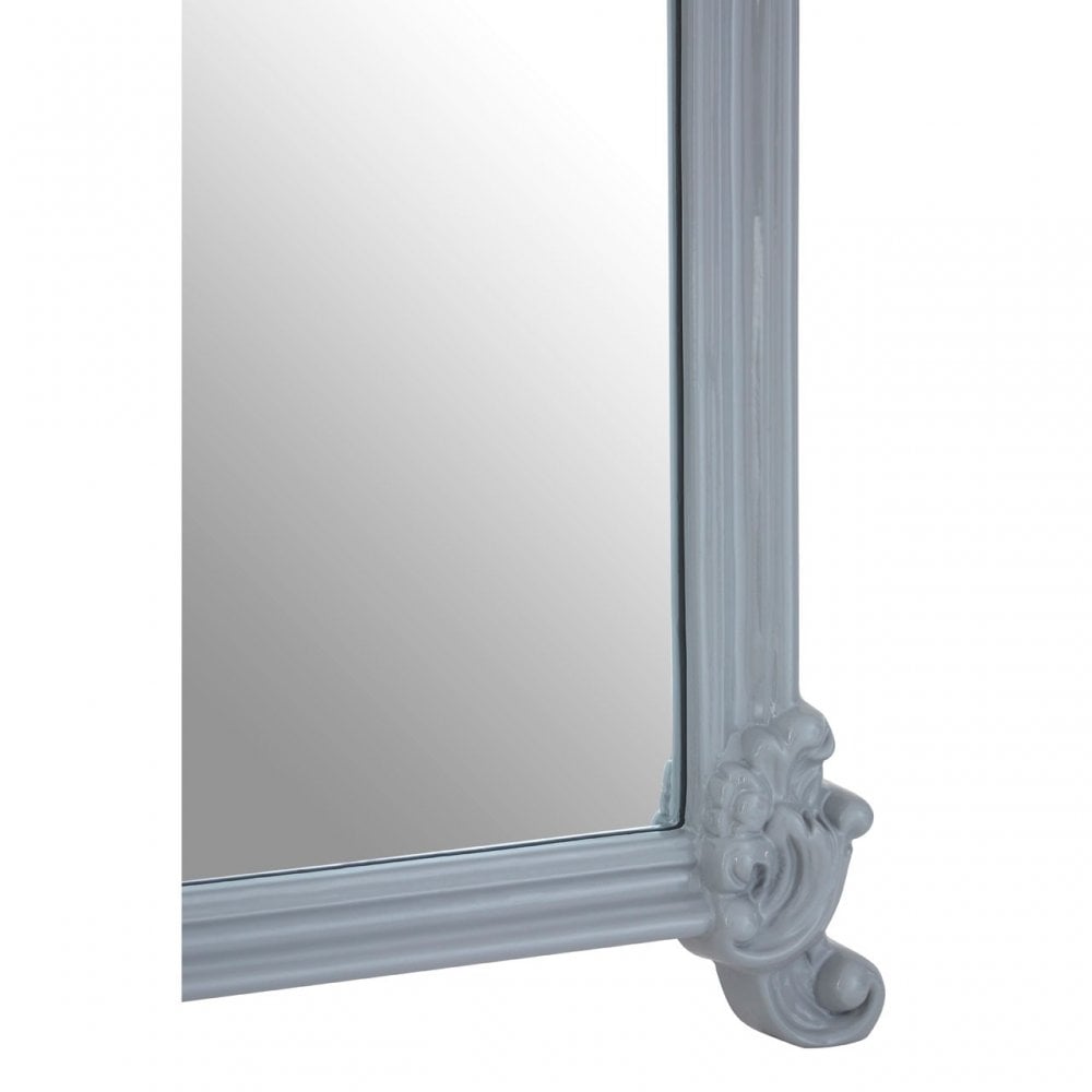 Grey Wall Mirror with Decorative Crest, Mirrored Glass, Grey