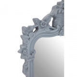 Grey Wall Mirror with Decorative Crest, Mirrored Glass, Grey