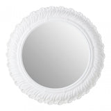 Antique White Small Acanthus Leaf Wall Mirror, Mirrored Glass, White