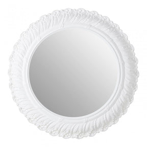 Antique White Small Acanthus Leaf Wall Mirror, Mirrored Glass, White
