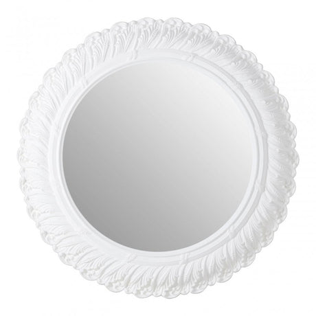 Antique White Small Acanthus Leaf Wall Mirror, Mirrored Glass, White