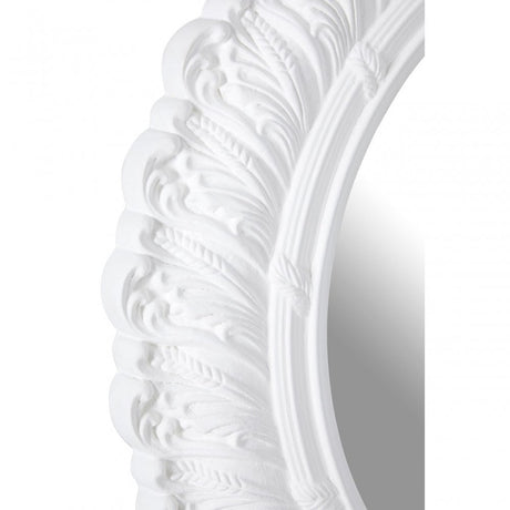 Antique White Small Acanthus Leaf Wall Mirror, Mirrored Glass, White