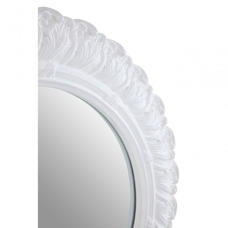 Antique White Small Acanthus Leaf Wall Mirror, Mirrored Glass, White