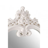 Antique White Rose Crest Wall Mirror, Mirrored Glass, White