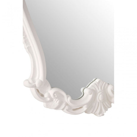 Antique White Rose Crest Wall Mirror, Mirrored Glass, White