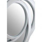 Silver Finish Elliptical Design Wall Mirror, Mirrored Glass, Silver
