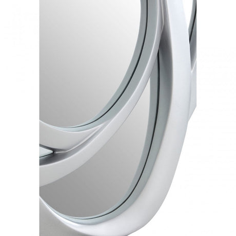 Silver Finish Elliptical Design Wall Mirror, Mirrored Glass, Silver