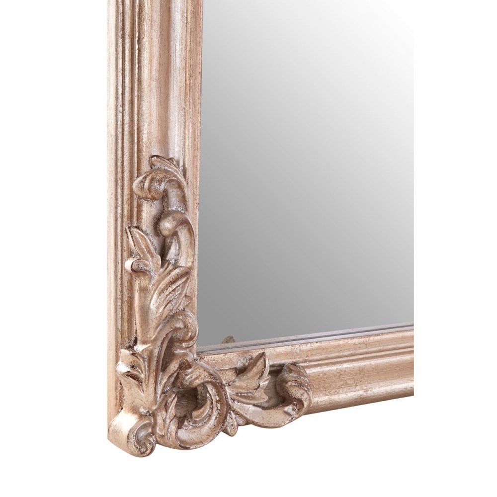 Gilda Silver Wall Mirror, Mirrored Glass, Wood, Silver