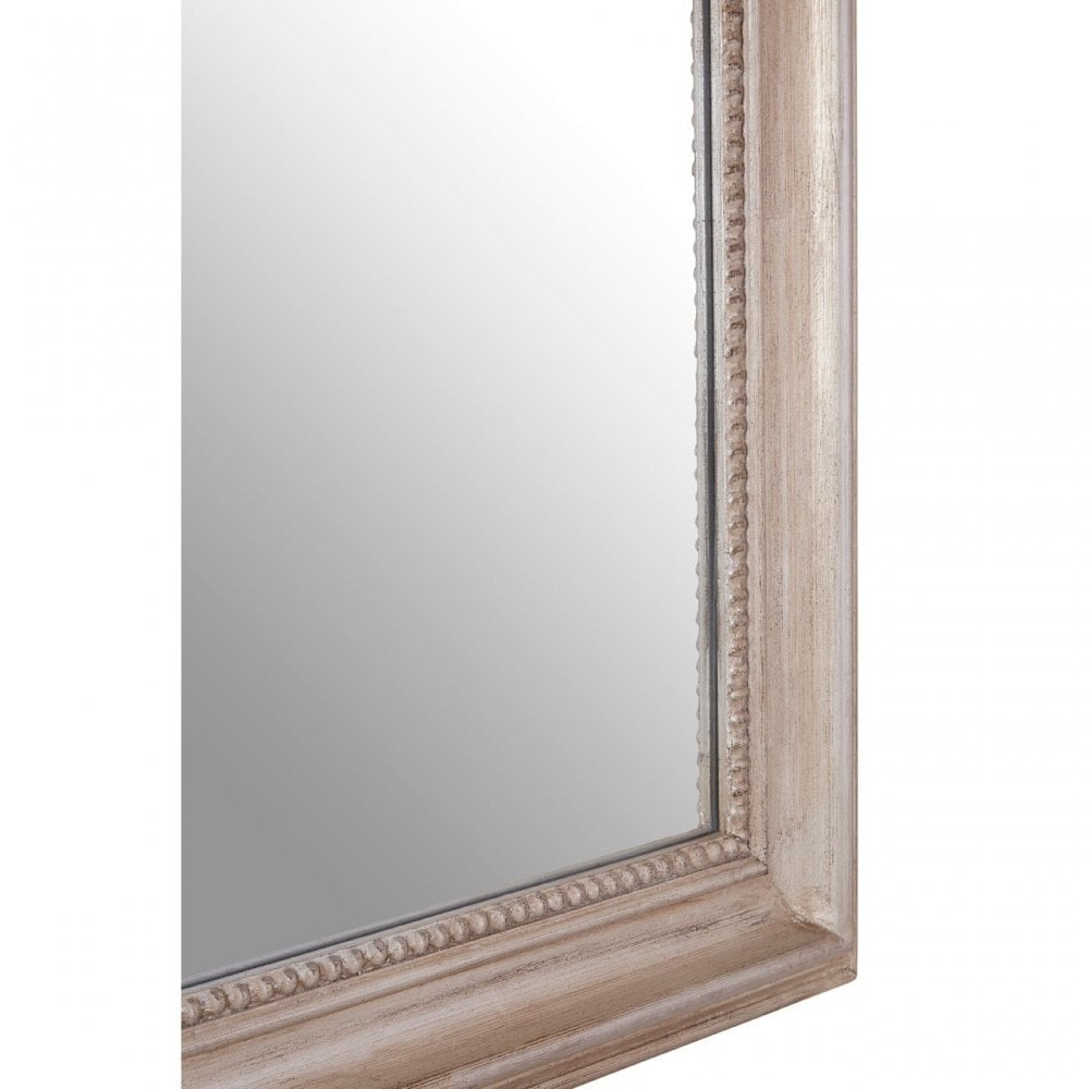 Gaia Silver Wood Wall Mirror, Mirrored, Wood, Silver