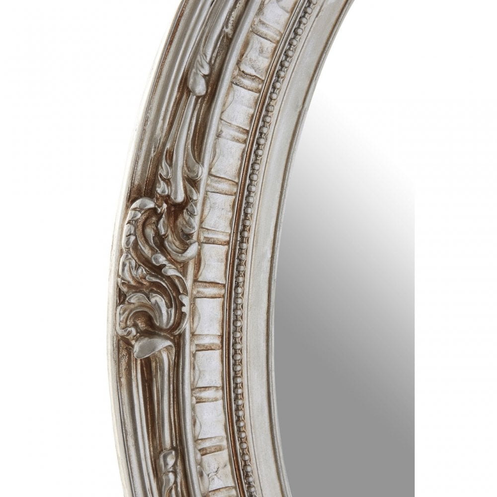 Romeo Champagne Oval Framed Wall Mirror, Mirrored Glass, Resin, Champagne