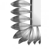 Merlin Silver Leaf Frame Wall Mirror, Iron, Mirrored Glass, Silver
