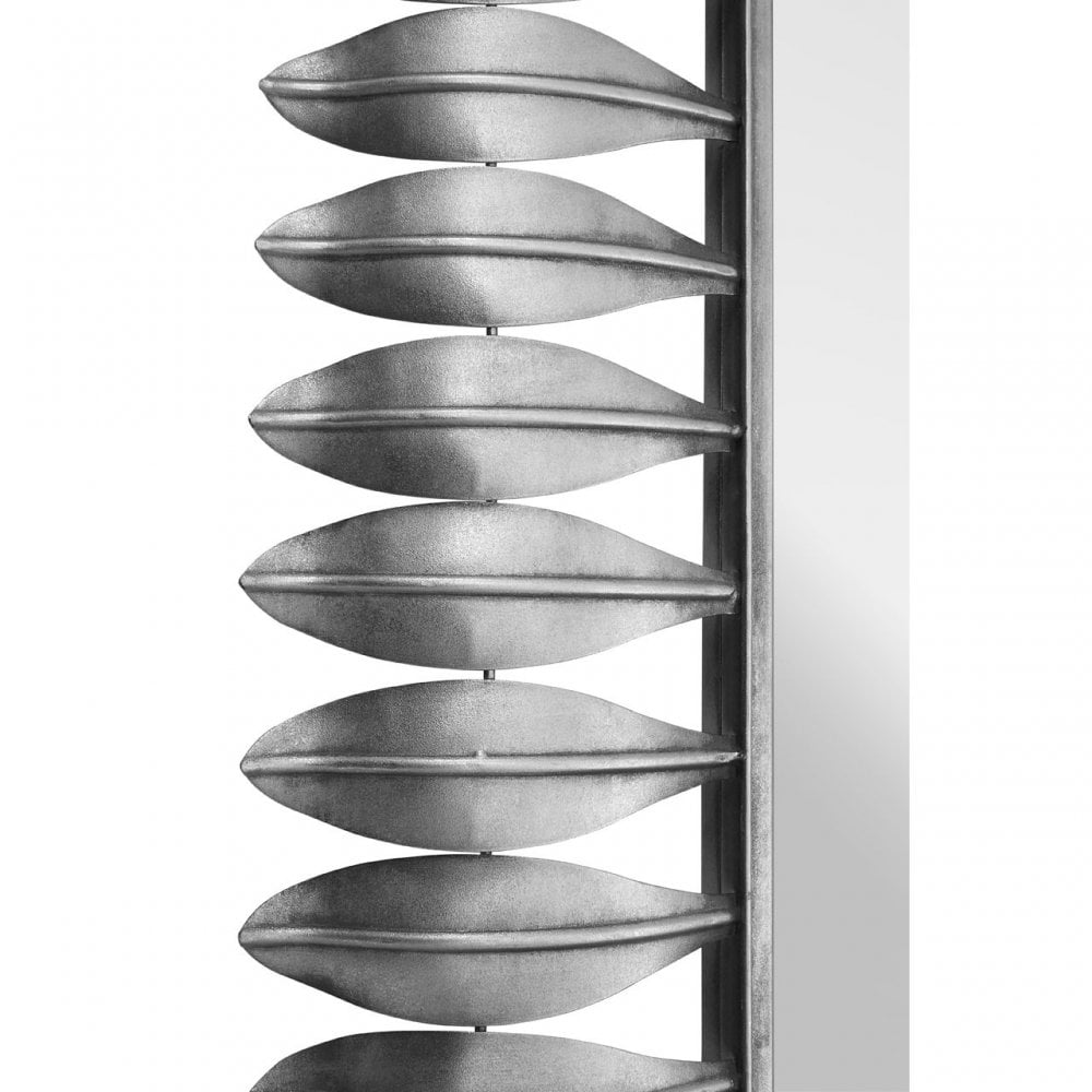 Merlin Silver Leaf Frame Wall Mirror, Iron, Mirrored Glass, Silver