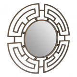 Jalal Round Wall Mirror, Mirrored Glass, Bronze
