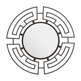 Jalal Round Wall Mirror, Mirrored Glass, Black
