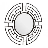 Jalal Round Wall Mirror, Mirrored Glass, Black