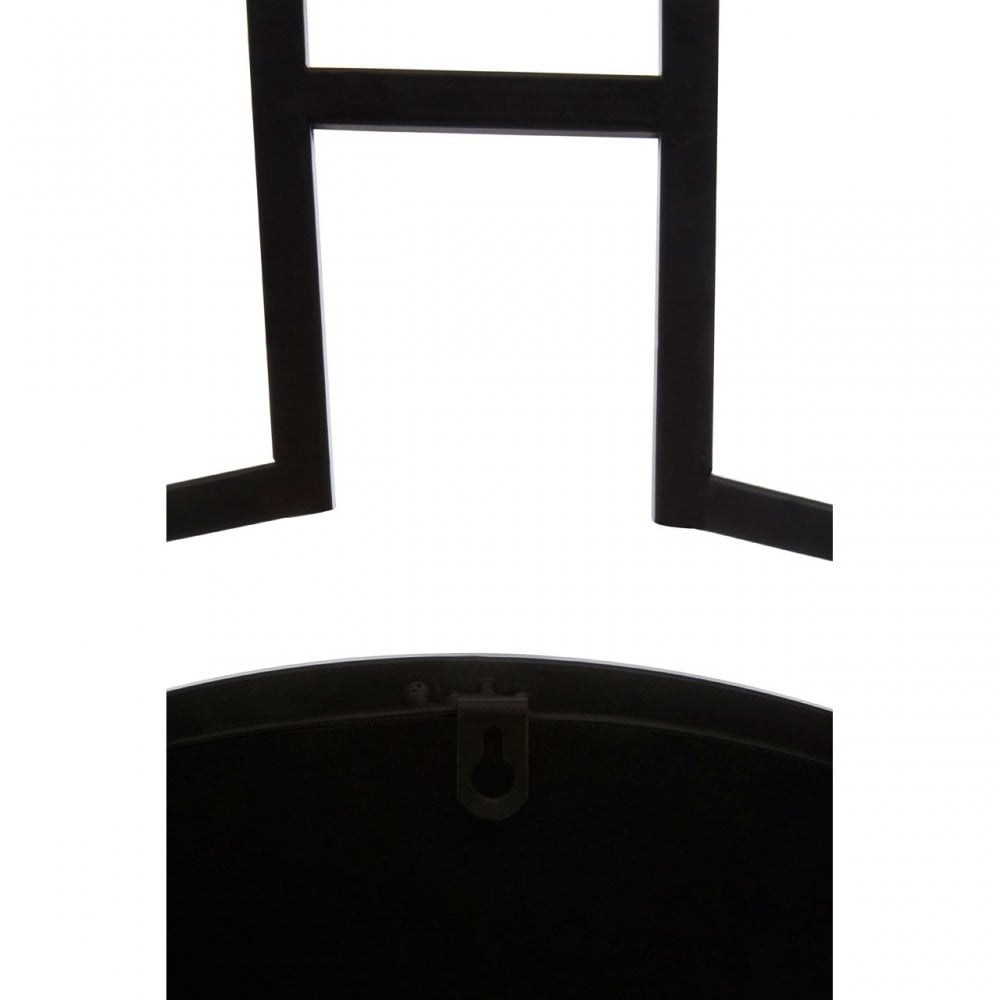 Jalal Round Wall Mirror, Mirrored Glass, Black
