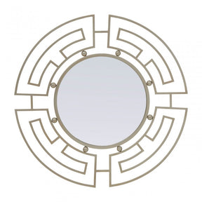 Jalal Round Wall Mirror, Mirrored Glass, Silver