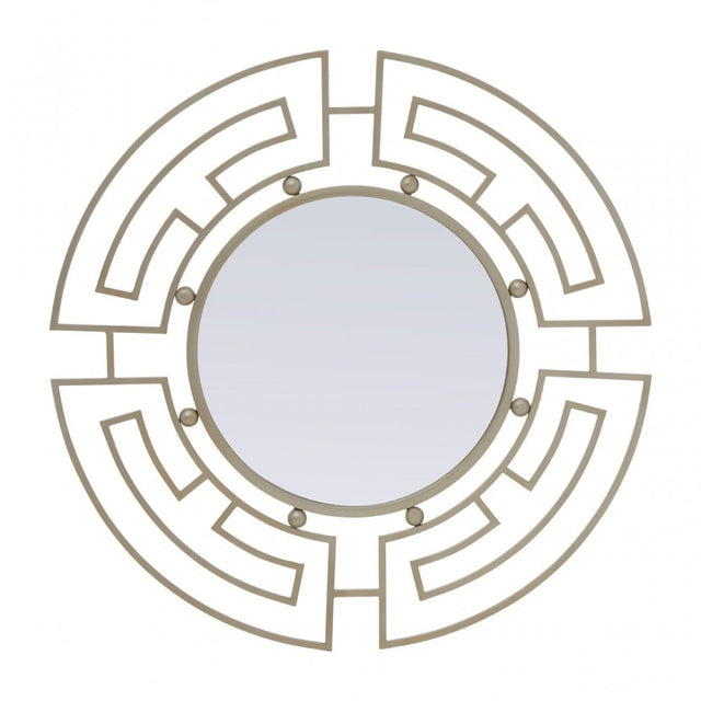 Jalal Round Wall Mirror, Mirrored Glass, Silver