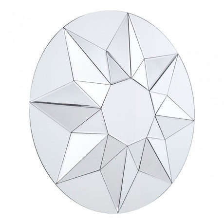 Wanda Round Wall Mirror, Wood, Mirrored Glass