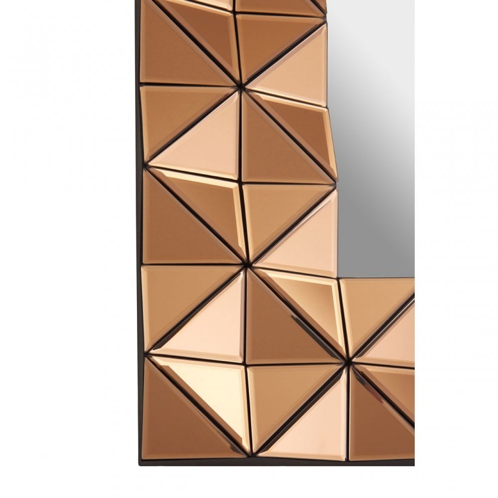 Soho Copper Wall Mirror, Wood, Mirrored Glass, Copper