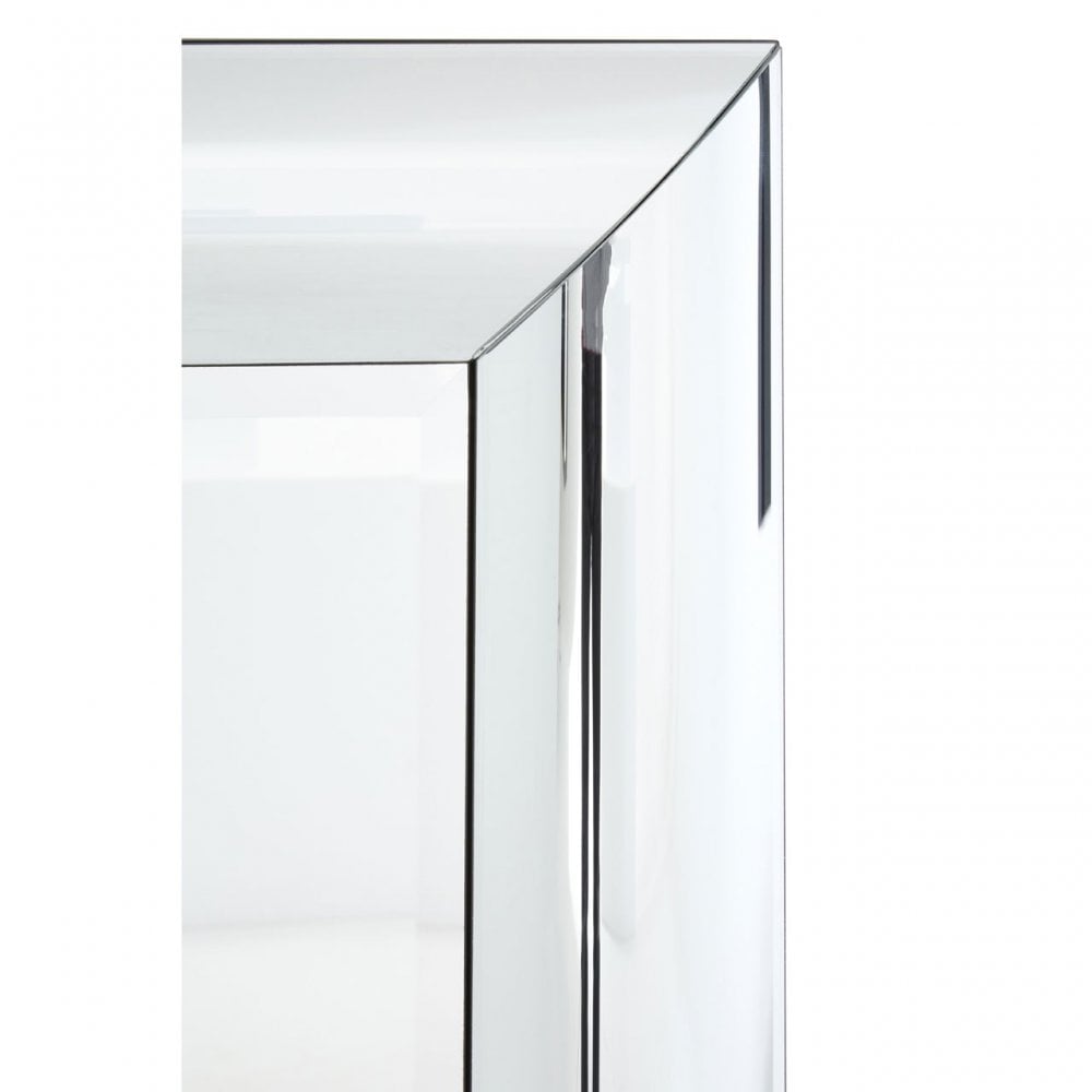 Rectangular Wall Mirror, Wood, Mirrored Glass, Silver