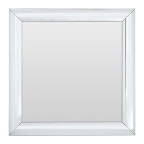 Square Wall Mirror, Wood, Mirrored Glass, Silver