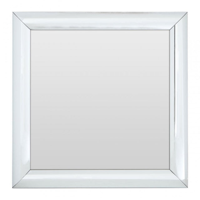Square Wall Mirror, Wood, Mirrored Glass, Silver