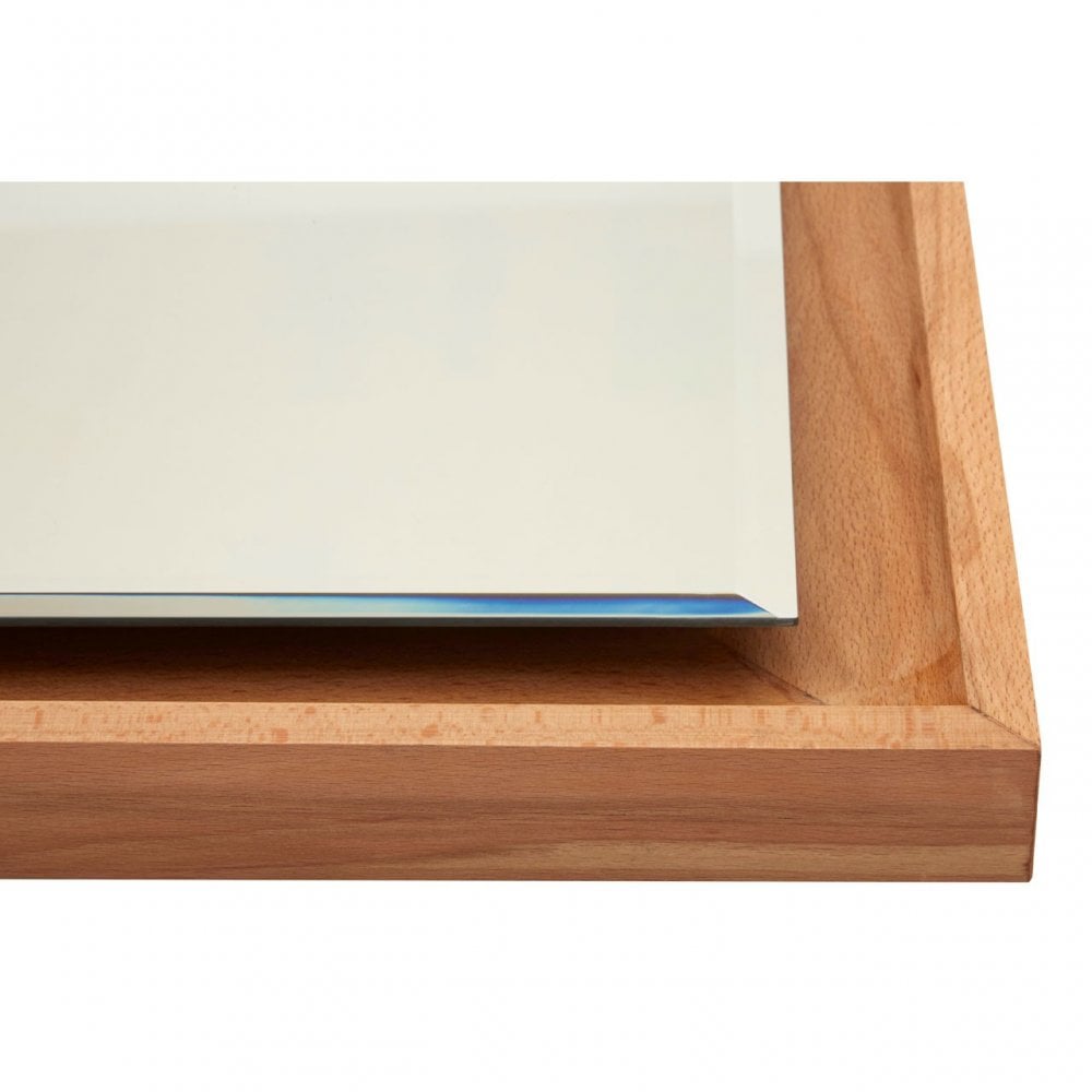 Tuskin Wall Mirror, Beechwood, Mirrored Glass