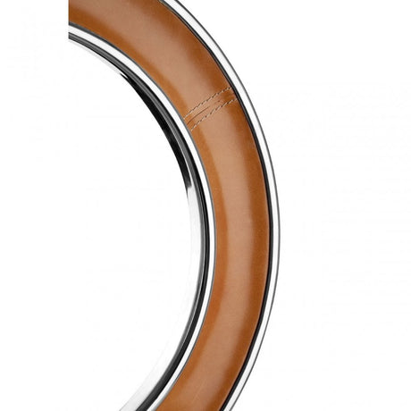 Oxlane Oxlane Churchill Wall Mirror, Leather, Mirrored Glass, Steel, Brown