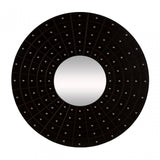 Sloane Round Wall Mirror, Wood, Mirrored Glass, Black
