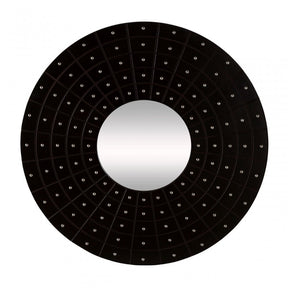 Sloane Round Wall Mirror, Wood, Mirrored Glass, Black