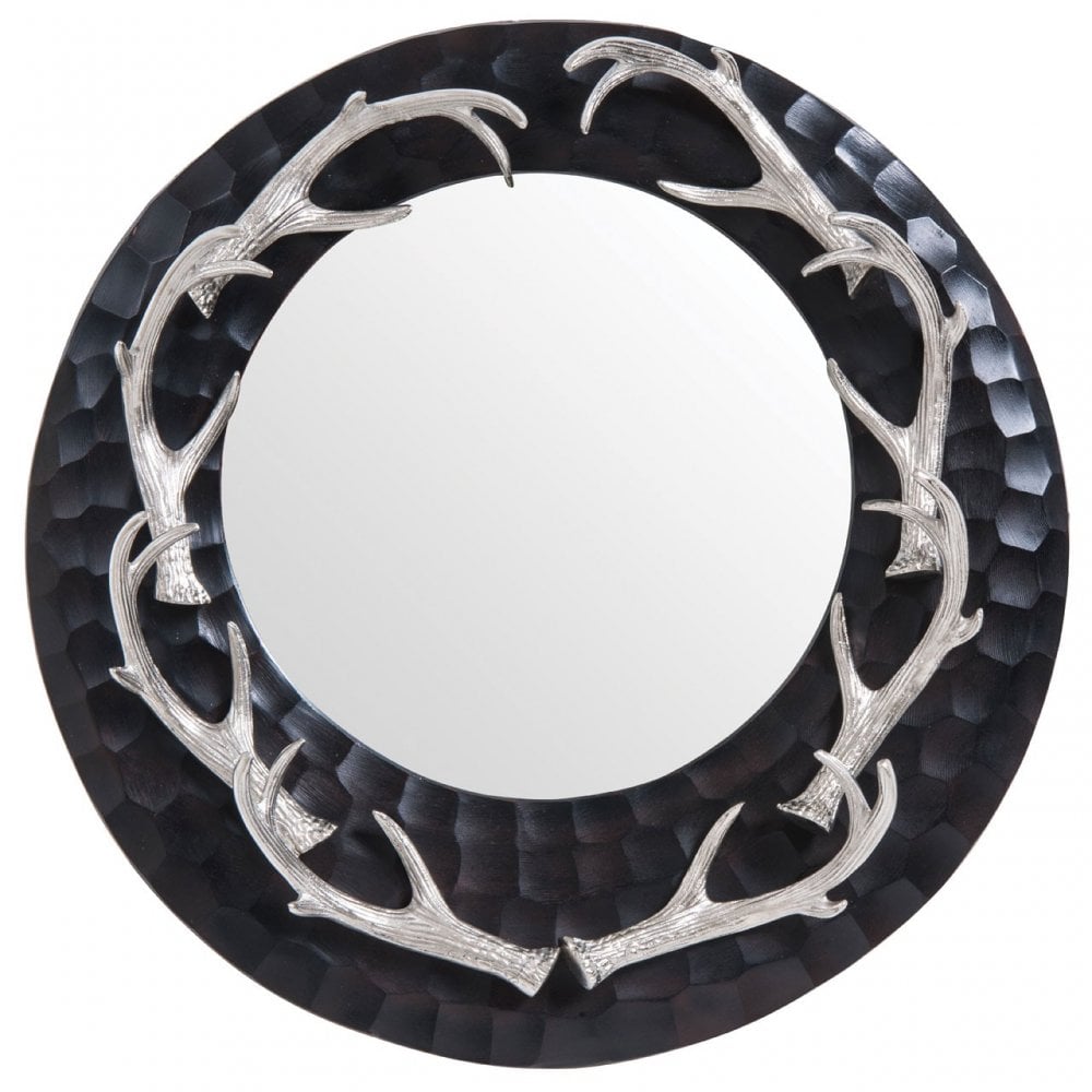 Rockclif Rockclif Antler Wall Mirror, Mirrored, Nickel, Black